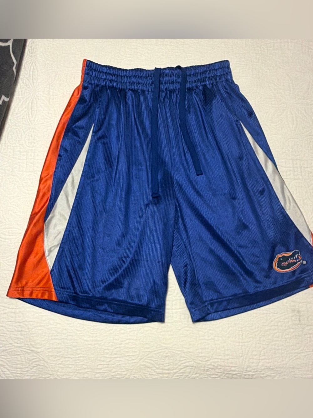 Campus Heritage Men's Athletic Shorts in Blue with Orange and White Accents